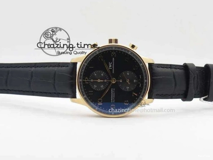 MIROTIME 0408 Portuguese Chrono RG IW371415 ZF 1:1 Best Edition Black Dial On Black Leather Strap A79350 (Slim Movement) FashionForward 7264